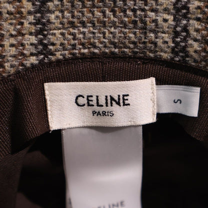Celine Triomphe Embroidered Wool Bucket Hat Brown — view 7