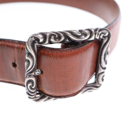 Chrome Hearts Blt Scrlrec Rectangle Scroll Leather Belt — view 4