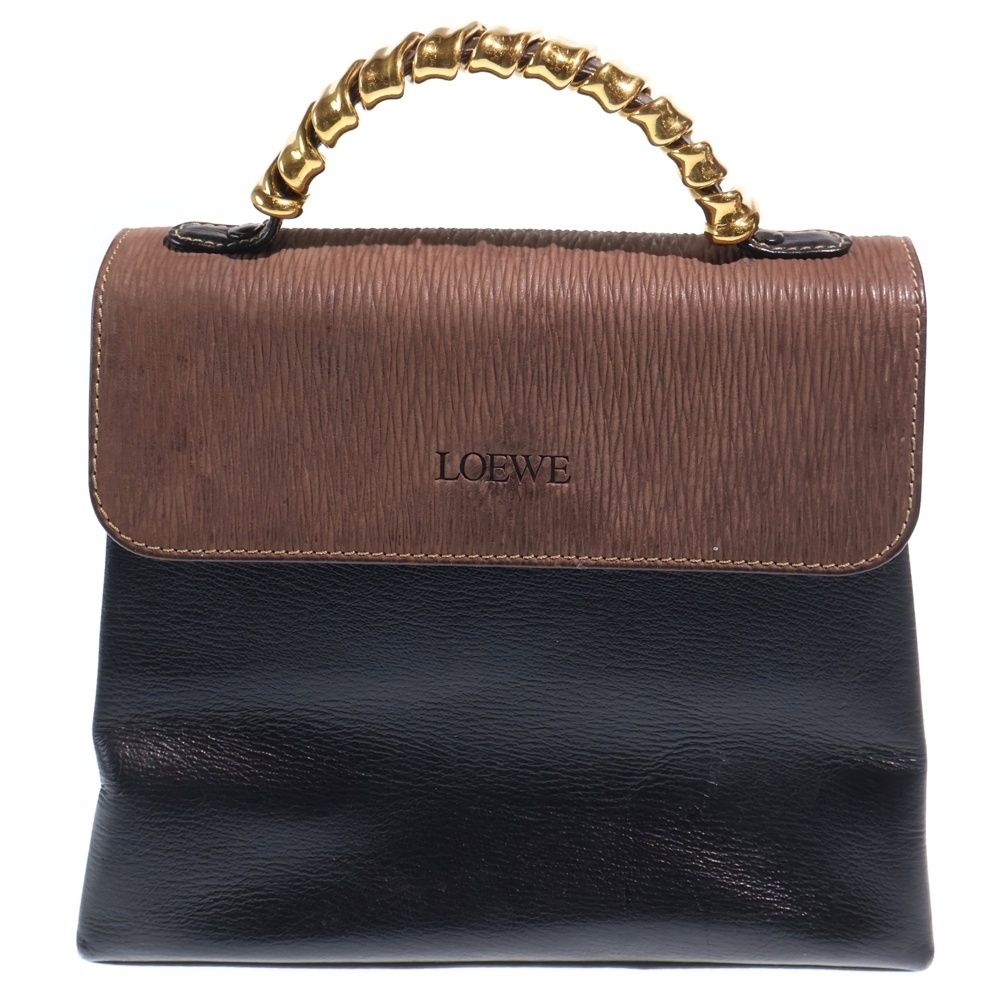 Loewe Velazquez Handbag Brown Black Leather Gold