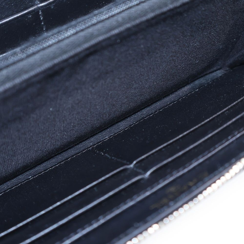 Chanel Line Stone CC Logo Quilted Zip Around Wallet Card Case Black Caviar — view 5