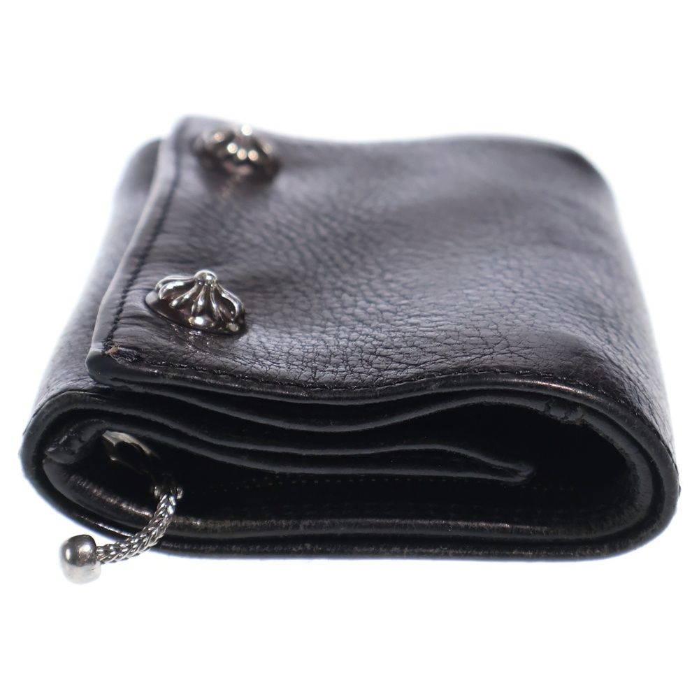 Chrome Hearts 3 Fold Cross Ball Button Leather Wallet Black — view 3