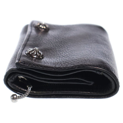 Chrome Hearts 3 Fold Cross Ball Button Leather Wallet Black — view 3
