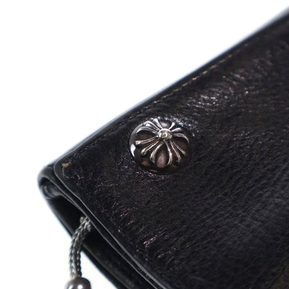Chrome Hearts 3 Fold Cross Ball Button Leather Wallet Black — view 5