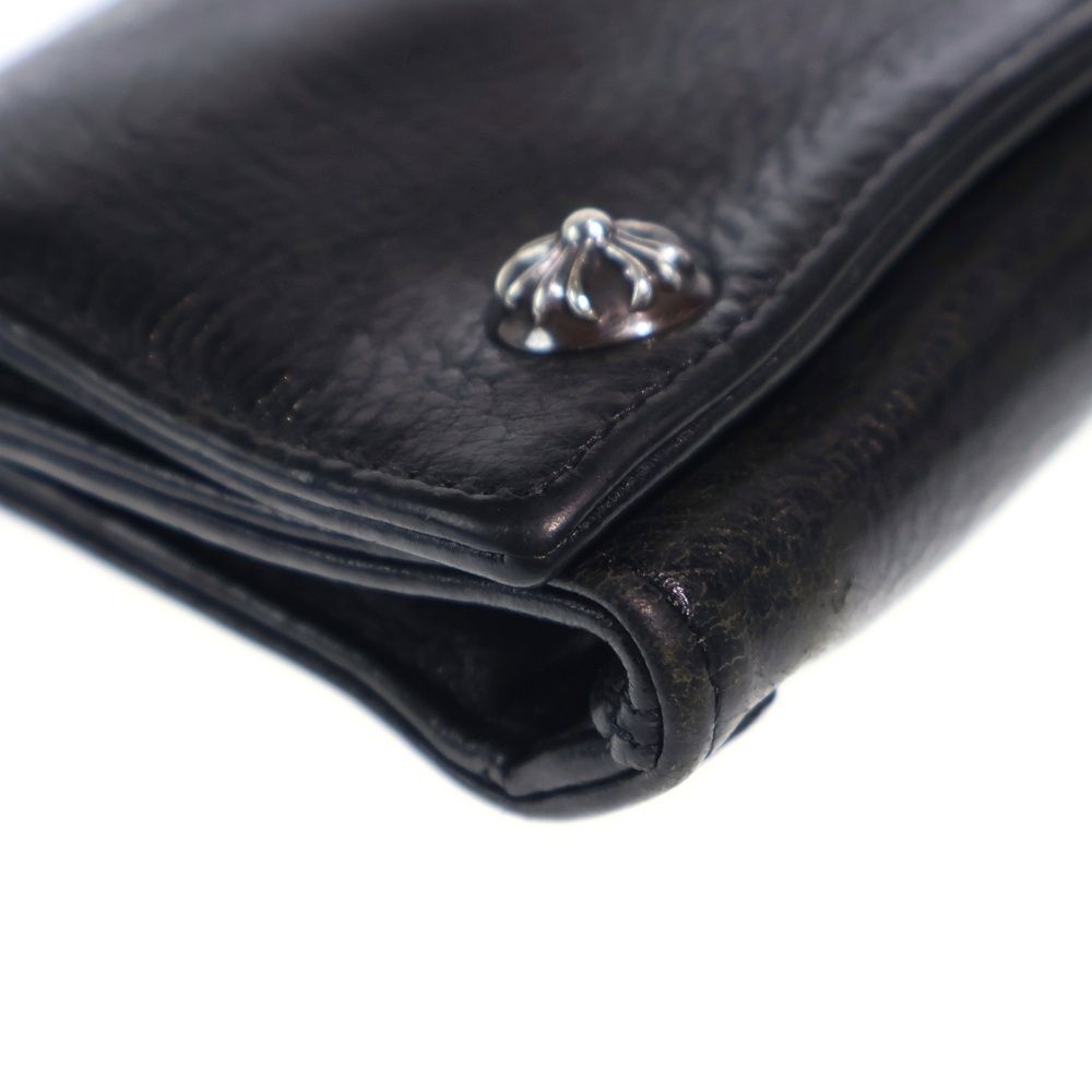 Chrome Hearts 3 Fold Cross Ball Button Leather Wallet Black — view 4