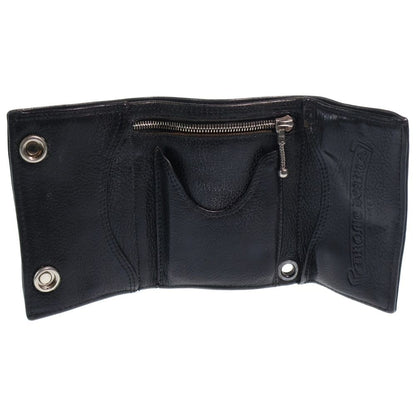 Chrome Hearts 3 Fold Cross Ball Button Leather Wallet Black — view 6