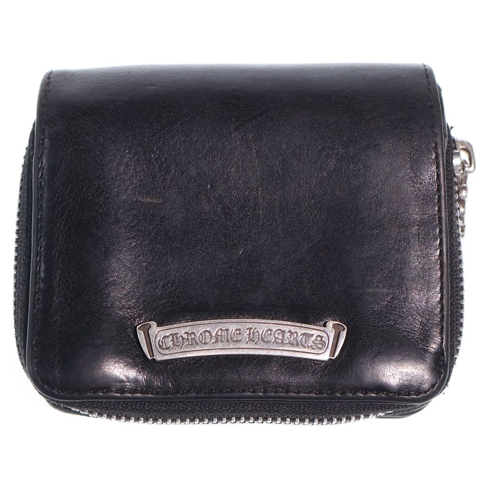 Chrome Hearts SQ Zip Bill Square Zip Leather Wallet Black