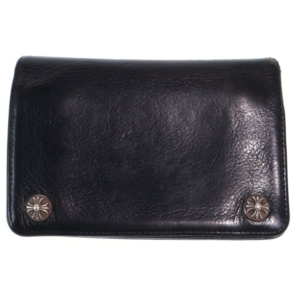 Chrome Hearts Cross Ball Button Leather Wallet Black