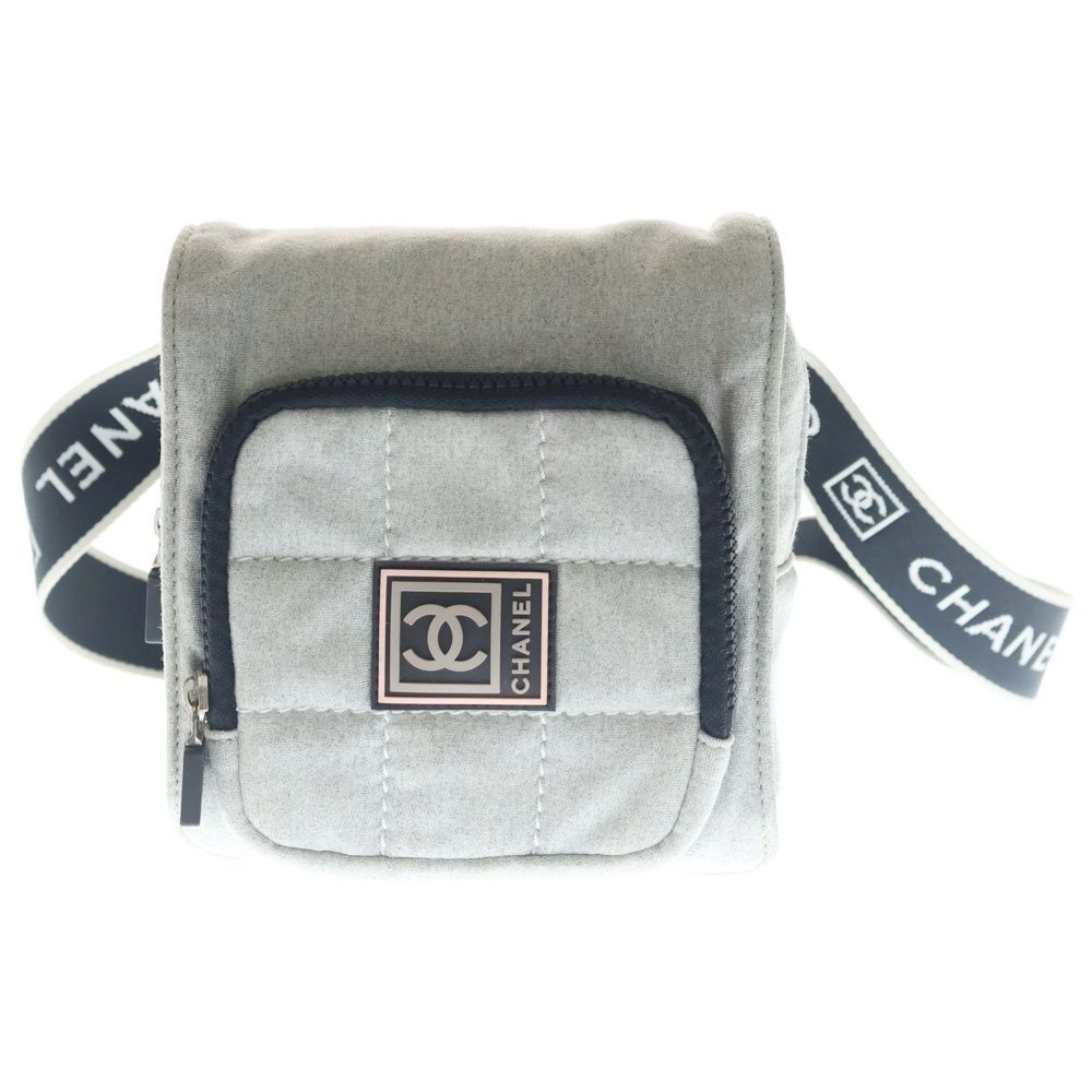 Chanel Sports Line Choco Bar Waist Pouch Cotton Gray