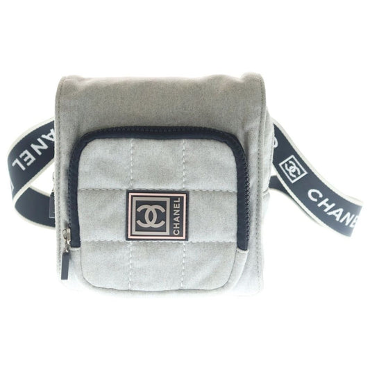 Chanel Sports Line Choco Bar Waist Pouch Cotton Gray