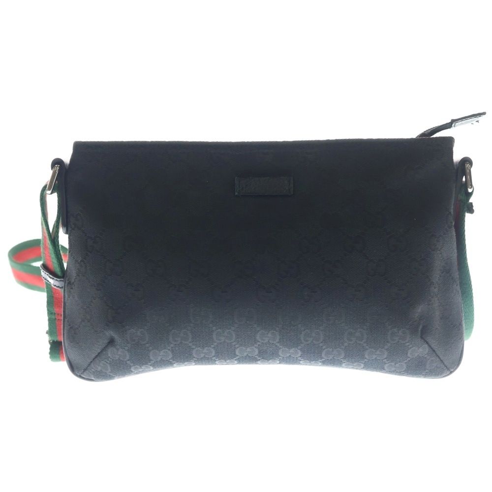 Gucci GG Canvas Sherry Line Shoulder Bag Black Gunmetal