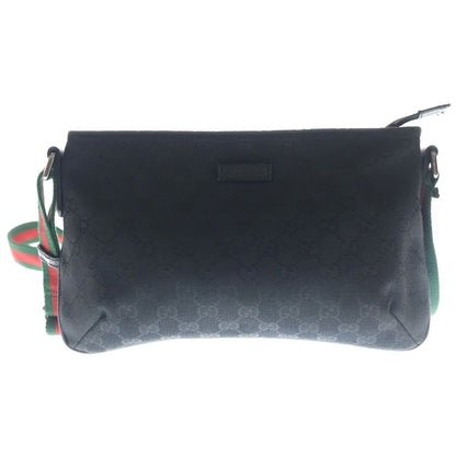 Gucci GG Canvas Sherry Line Shoulder Bag Black Gunmetal