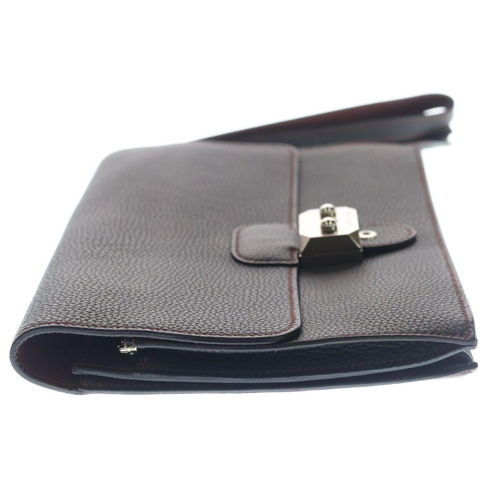 Hermes Sac a Depeches 24 Togo Leather Clutch Second Silver Black — view 3