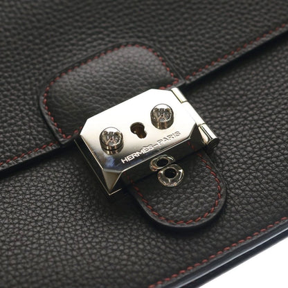 Hermes Sac a Depeches 24 Togo Leather Clutch Second Silver Black — view 5