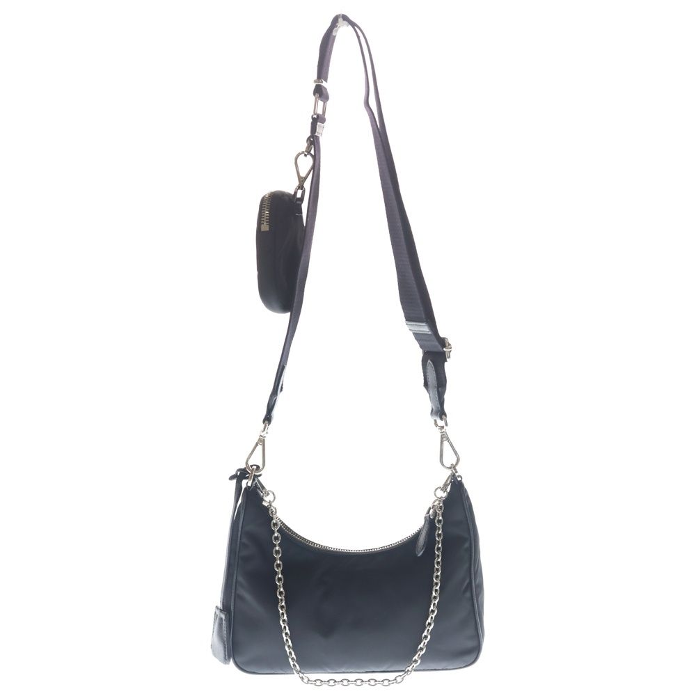 Prada Re Edition Nylon Chain Shoulder Bag Silver Black — view 2