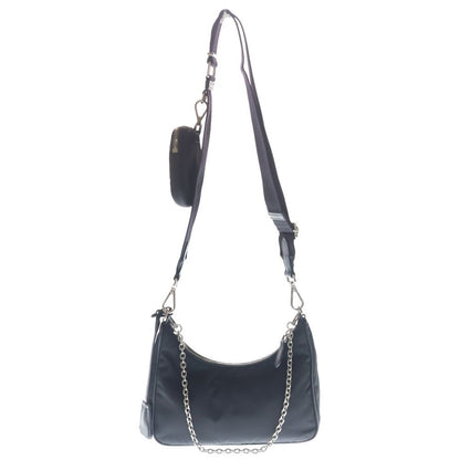 Prada Re Edition Nylon Chain Shoulder Bag Silver Black — view 2