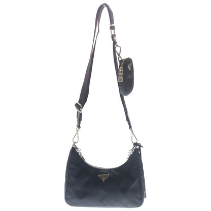 Prada Re Edition Nylon Chain Shoulder Bag Silver Black
