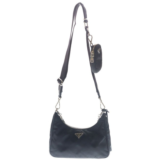 Prada Re Edition Nylon Chain Shoulder Bag Silver Black