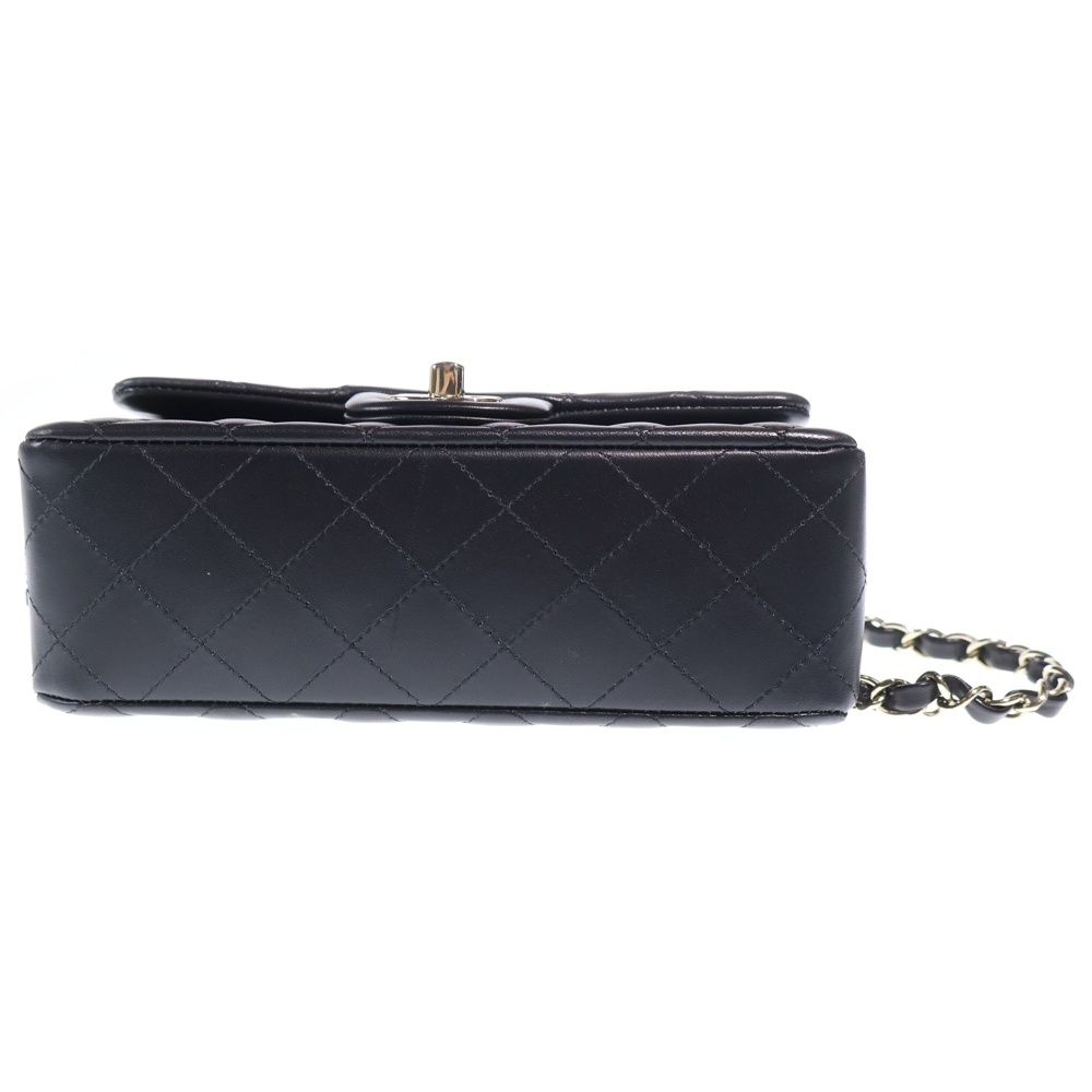 Chanel Mini Quilted 20 Mini Shoulder Bag Black Leather Gold — view 5