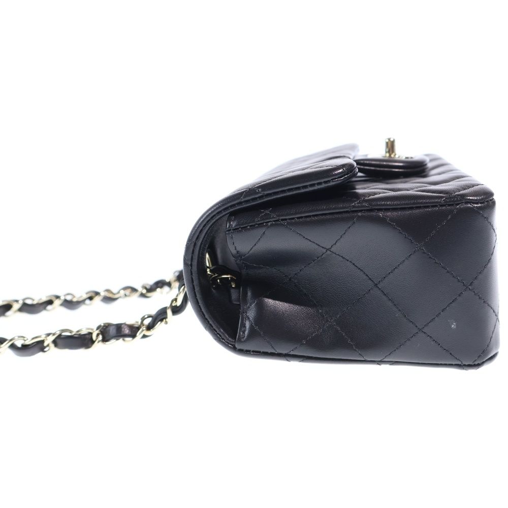 Chanel Mini Quilted 20 Mini Shoulder Bag Black Leather Gold — view 3