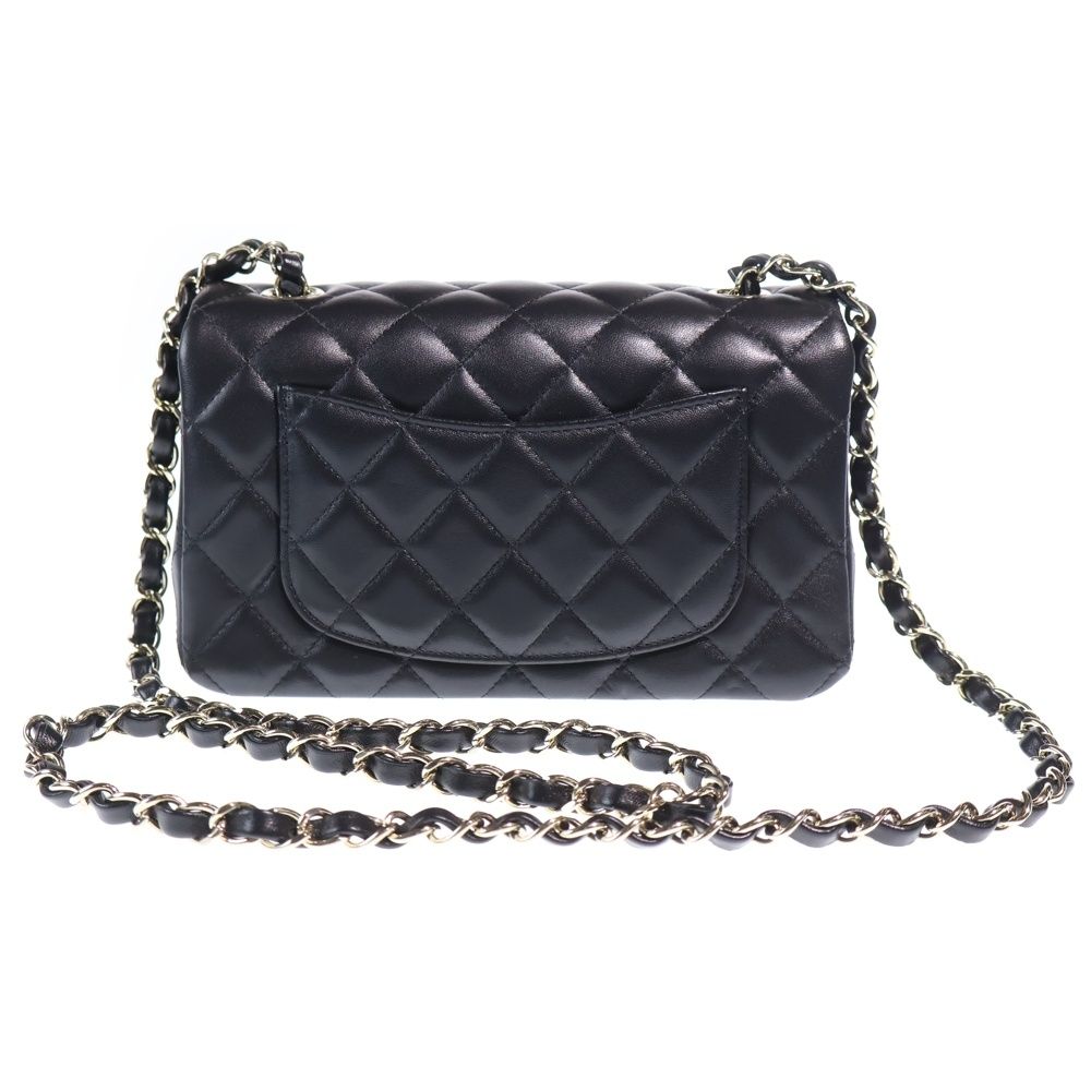 Chanel Mini Quilted 20 Mini Shoulder Bag Black Leather Gold — view 2