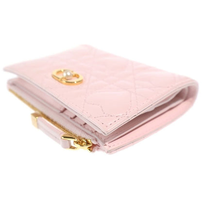 Dior Heart Dahlia Wallet Compact Bifold Coin Case Light Pink Lambskin Gold — view 5