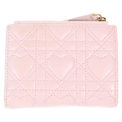 Dior Heart Dahlia Wallet Compact Bifold Coin Case Light Pink Lambskin Gold — view 2
