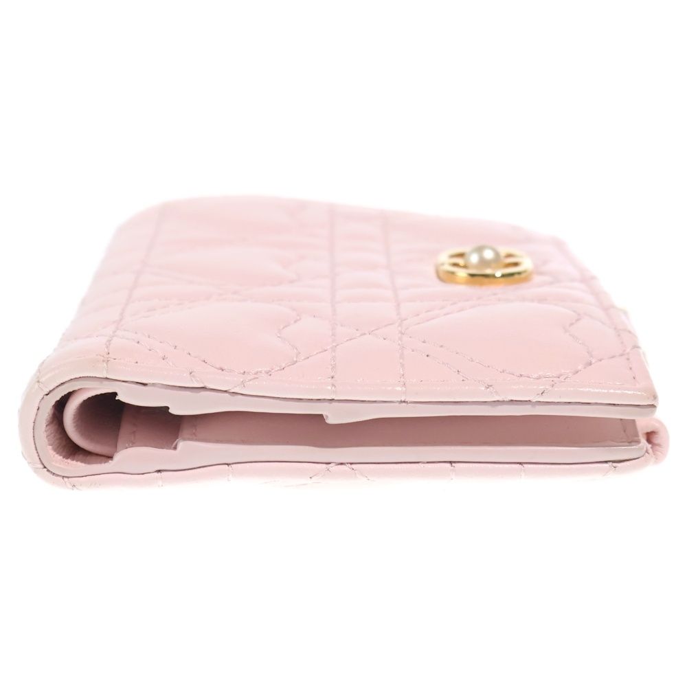 Dior Heart Dahlia Wallet Compact Bifold Coin Case Light Pink Lambskin Gold — view 3