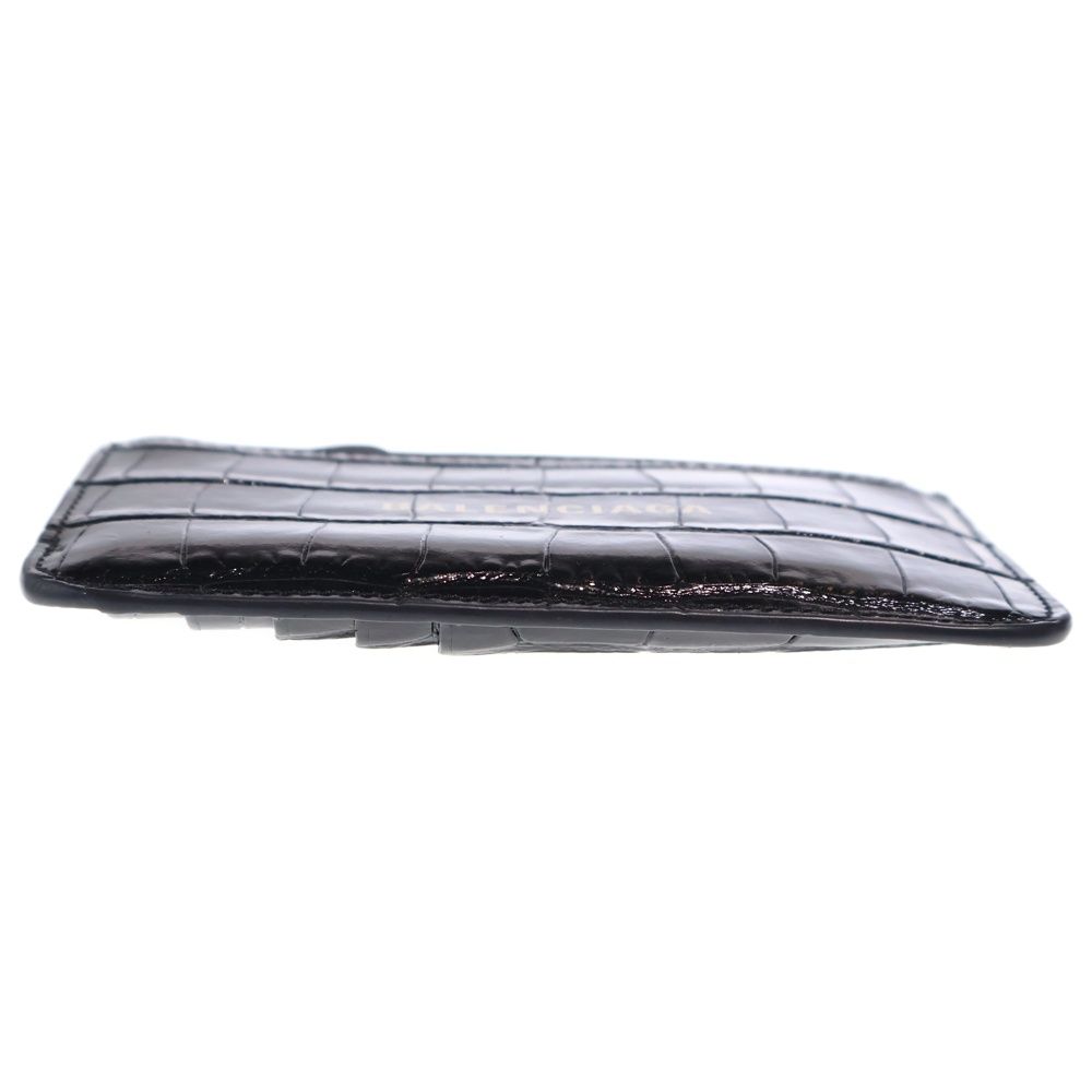 Balenciaga Logo Coin Case Fragment Card Black Leather Silver — view 5