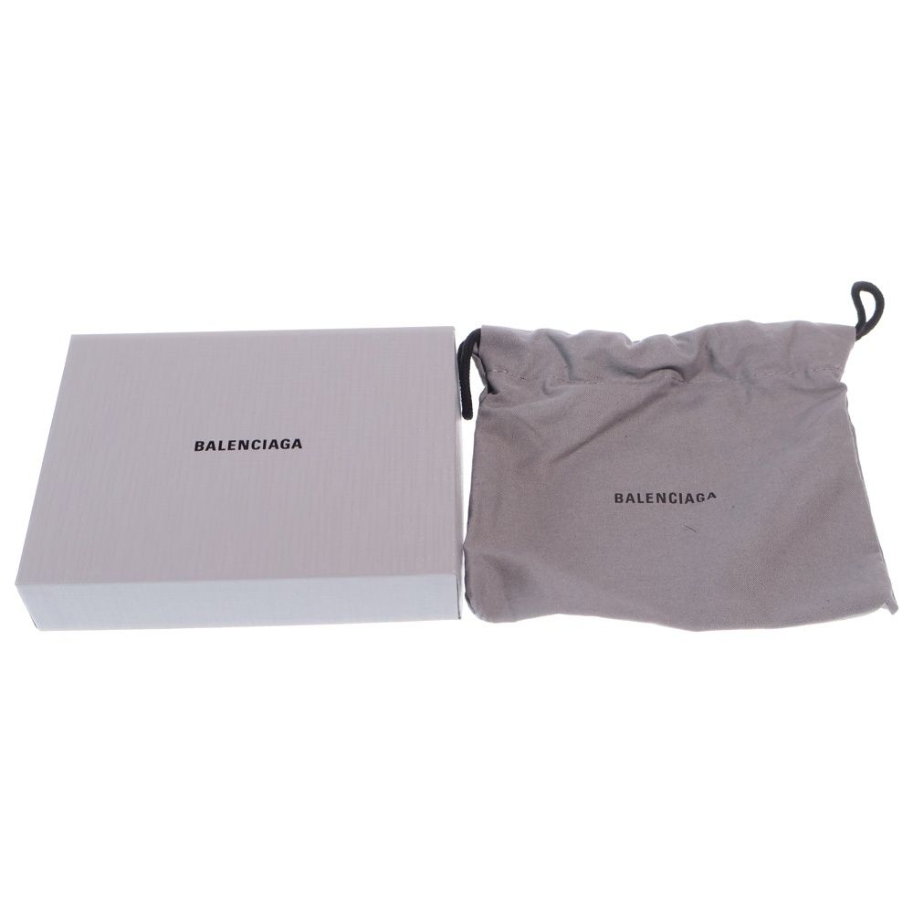 Balenciaga Logo Coin Case Fragment Card Black Leather Silver — view 6