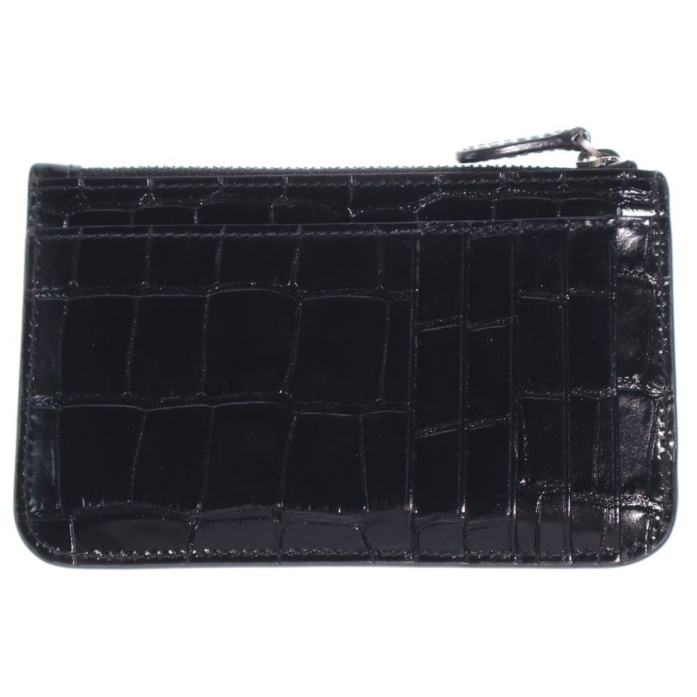 Balenciaga Logo Coin Case Fragment Card Black Leather Silver — view 2