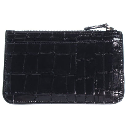 Balenciaga Logo Coin Case Fragment Card Black Leather Silver — view 2
