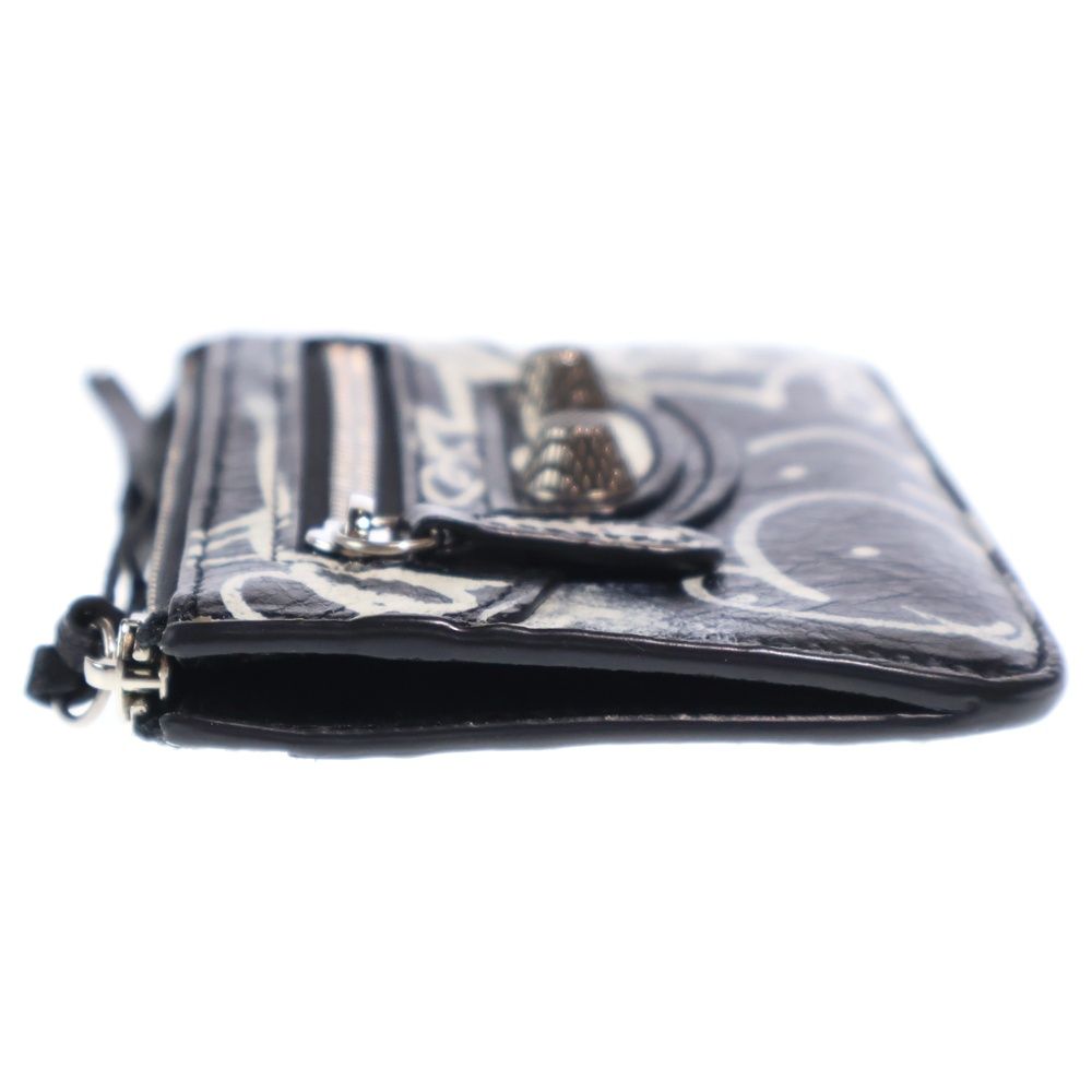 Balenciaga Coin Case Fragment Black White Leather Silver — view 3