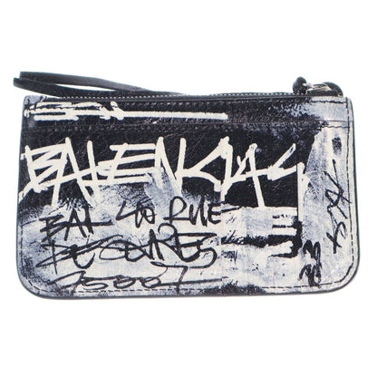 Balenciaga Coin Case Fragment Black White Leather Silver — view 2