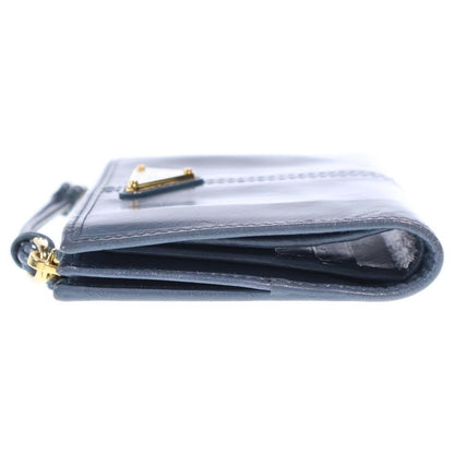 Prada Bifold Wallet Compact Coin Case Aviator Blue Soft Looks Leather Gold — view 3
