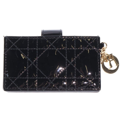 Dior Cannage Card Case Business Holder Black Patent Gold — view 2