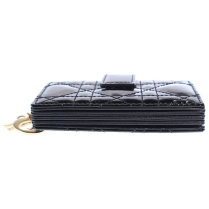 Dior Cannage Card Case Business Holder Black Patent Gold — view 5