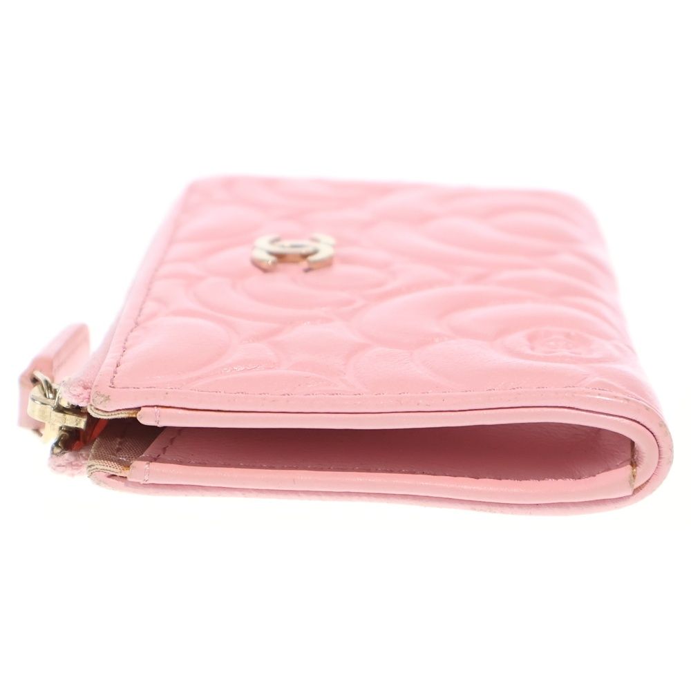 Chanel Camellia Coin Case Bag Charm Pink Leather Gold — view 3