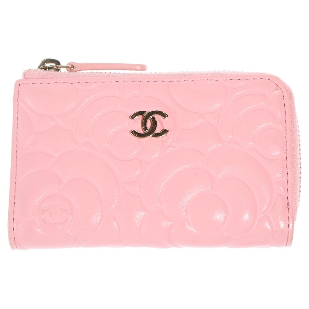 Chanel Camellia Coin Case Bag Charm Pink Leather Gold