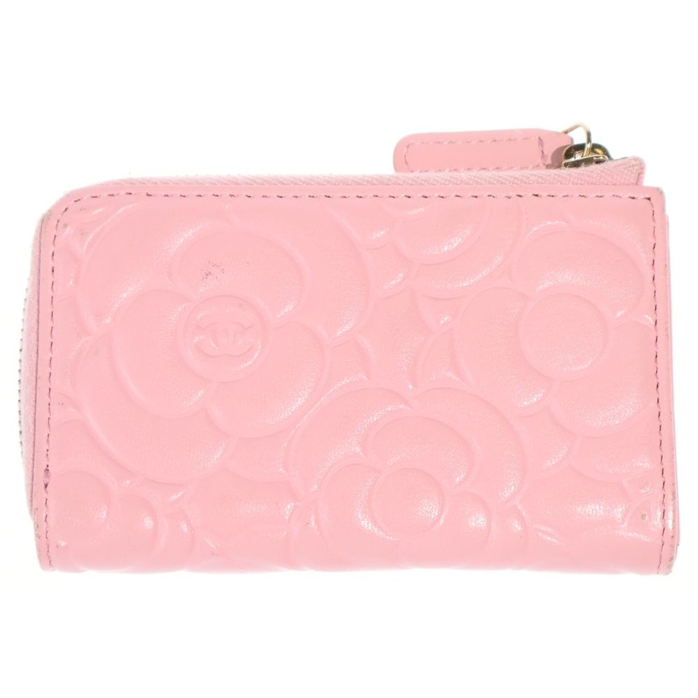 Chanel Camellia Coin Case Bag Charm Pink Leather Gold — view 2