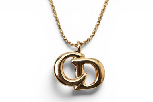 Dior Necklace Vintage CD Logo Motif Gold