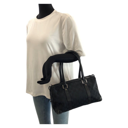 Gucci Black Silver GG Canvas Leather 000 Mini Boston Bag — view 7