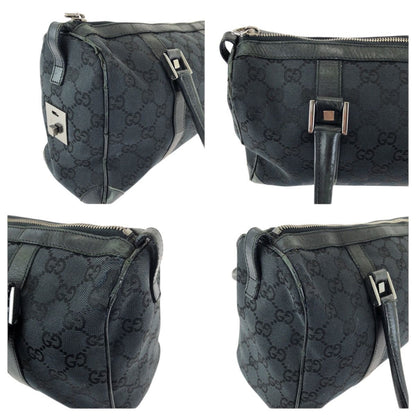 Gucci Black Silver GG Canvas Leather 000 Mini Boston Bag — view 5
