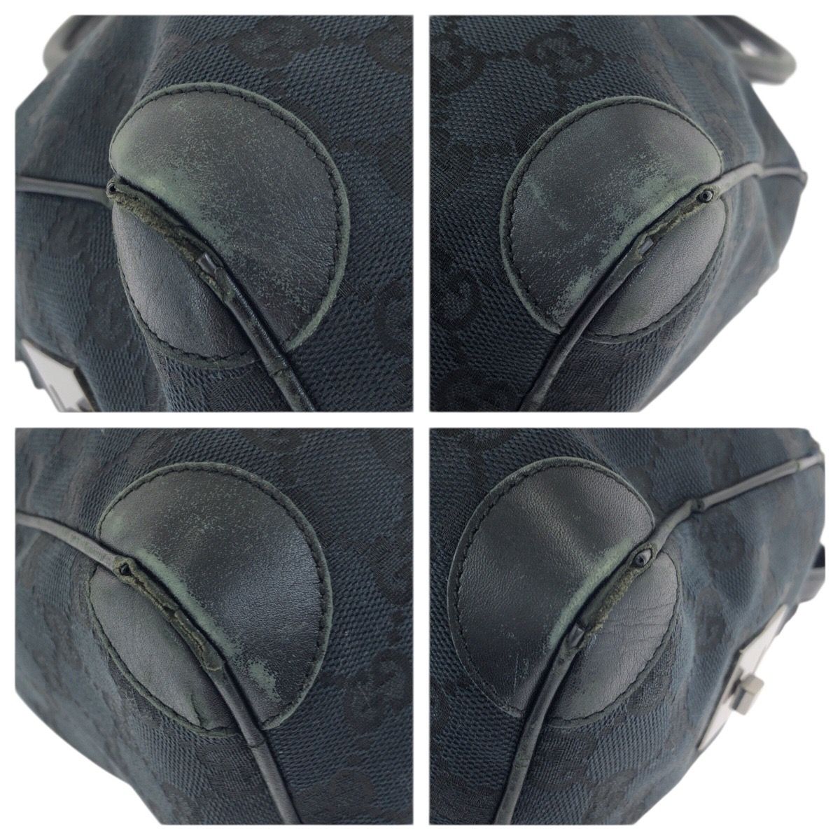 Gucci Black Silver GG Canvas Leather 000 Mini Boston Bag — view 3