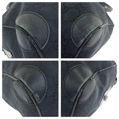 Gucci Black Silver GG Canvas Leather 000 Mini Boston Bag — view 3