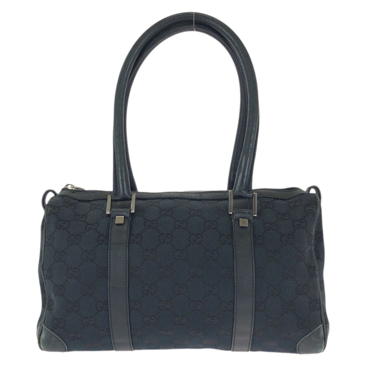 Gucci Black Silver GG Canvas Leather 000 Mini Boston Bag