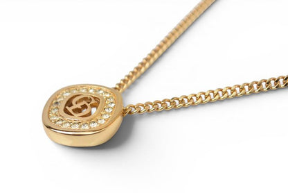Dior Necklace Vintage CD Logo Line Stone Gold — view 4