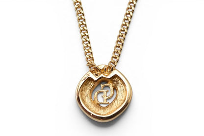 Dior Necklace Vintage CD Logo Line Stone Gold — view 5