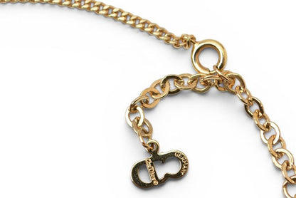 Dior Necklace Vintage CD Logo Line Stone Gold — view 3