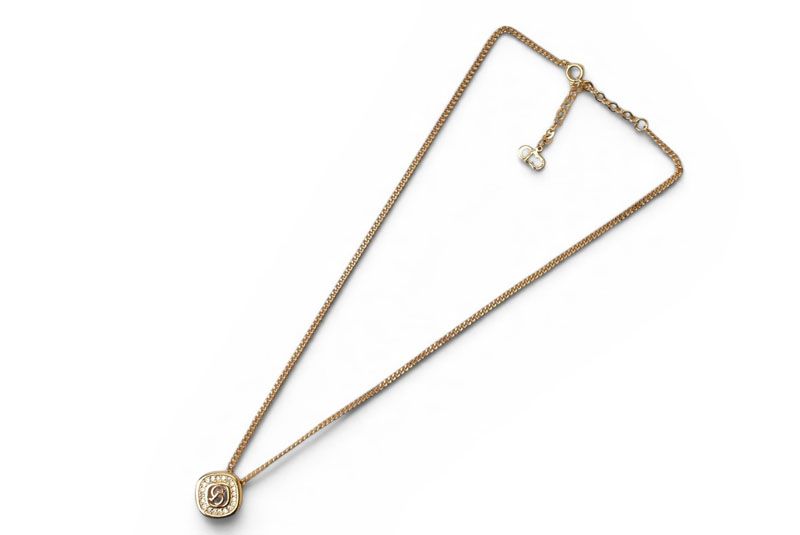 Dior Necklace Vintage CD Logo Line Stone Gold — view 2