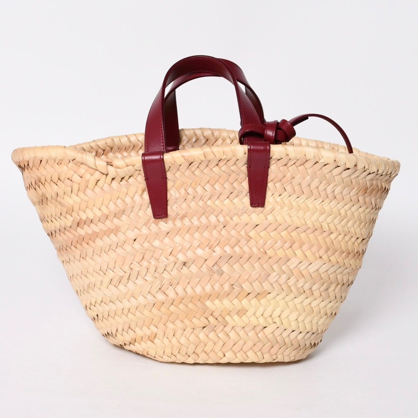 Celine Hand Bag Handbag Basket Bag Beige Wine Red Leather — view 3